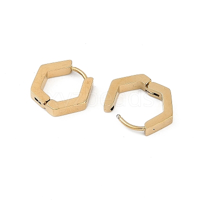 Ion Plating(IP) 304 Stainless Steel Hollow Hexagon Hoop Earrings EJEW-Z068-24G-1