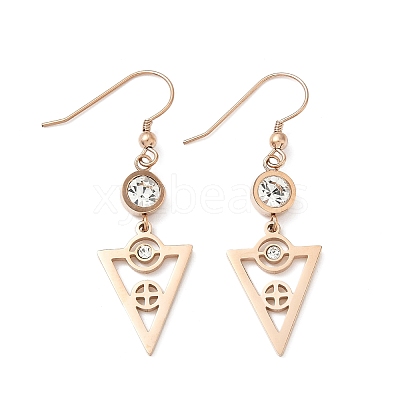 304 Stainless Steel Triangle Dangle Earrings EJEW-Z129-20RG-1