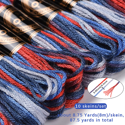 10 Skeins 6-Ply Polyester Embroidery Floss OCOR-CY0004-38J-1