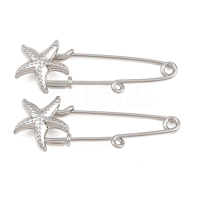 Starfish 304 Stainless Steel Safety Pins Brooch Findings SA-CBA098D-16I-P01-1