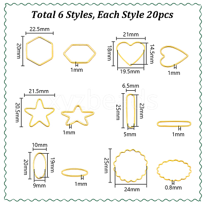 120Pcs 6 Styles Brass Linking Rings KK-PH0011-32-1