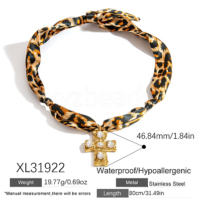 304 Stainless Steel Pendant Printed Scarf Necklaces FS-WGD2FA8-20-1
