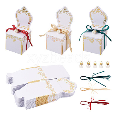 30 Sets 3 Colors Chair Shape Romantic Wedding Candy Box CON-FW0001-01-1