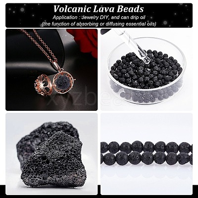 Natural Lava Rock Gemstone Round Bead Strands G-R285-4mm-06-1