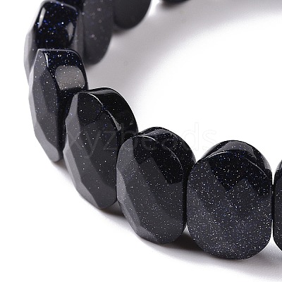 Synthetic Blue Goldstone Oval Beaded Stretch Bracelet G-E010-01T-1