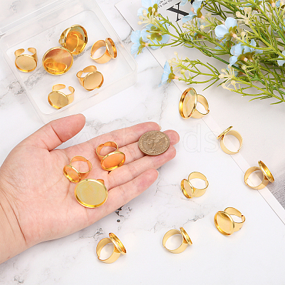 16Pcs 4 Size Adjustable Brass Finger Rings Components KK-CA0002-22G-1