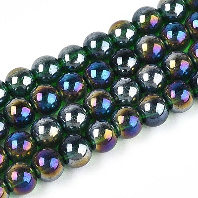 Electroplate Transparent Glass Beads Strands GLAA-T032-T8mm-AB22-1