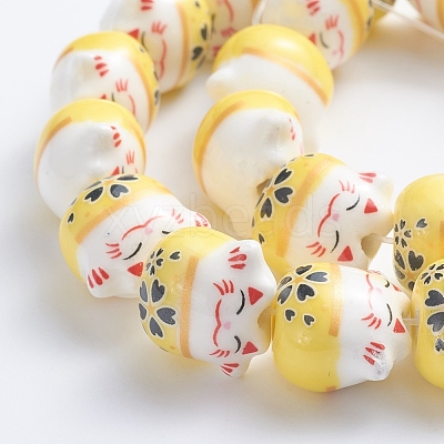Handmade Printed Porcelain Beads PORC-G004-C05-1