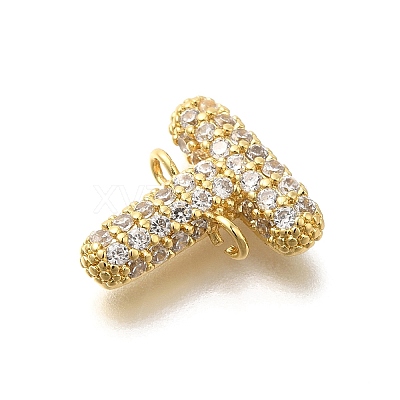 Brass Micro Pave Cubic Zirconia Letter Links KK-I717-04T-1