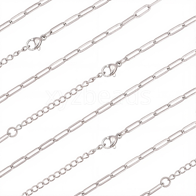 10Pcs 667 Stainless Steel Paperclip Chain Necklaces NJEW-BBC0001-48B-P-1