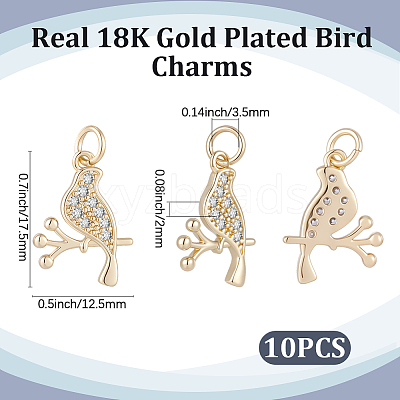 10Pcs Brass Micro Pave Clear Cubic Zirconia Pendants KK-BBC0024-49-1