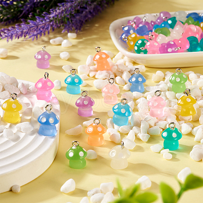Luminous Translucent Resin Mushroom Charms CD-TAC0001-47-1