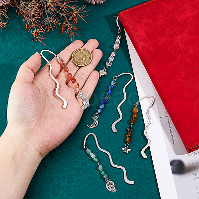 Alloy Wavy Bookmarks AJEW-DC00022-1