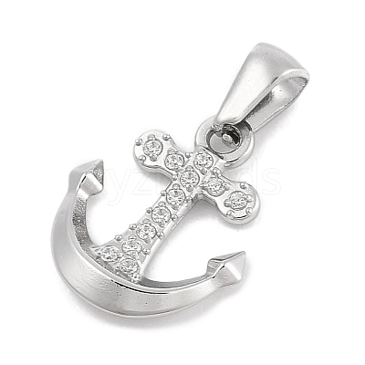304 Stainless Steel Micro Pave Cubic Zirconia Pendants STAS-D112-03P-04-1