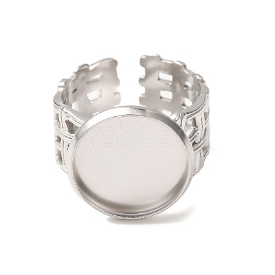 Woven Bezel 304 Stainless Steel Cuff Ring Components SA-CBAD8FA-01P-04-1