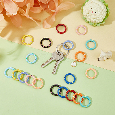 20Pcs 10 Colors Zinc Alloy Spring Gate Rings FIND-HY0002-97-1