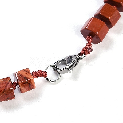 Natural Red Jasper Hexagon Prism Graduated Beaded Necklaces for Women Men NJEW-K388-03M-1