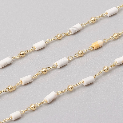 3.28 Feet Handmade Natural Howlite Beaded Chains X-CHC-E021-01G-1
