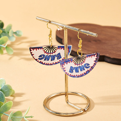 1 Pairs Acrylic Fan Dangle Earrings EJEW-TA0001-74-1