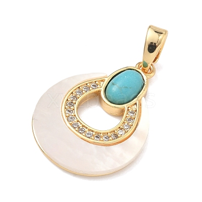 Brass Micro Pave Clear Cubic Zirconia Pendants KK-G556-01G-02-1