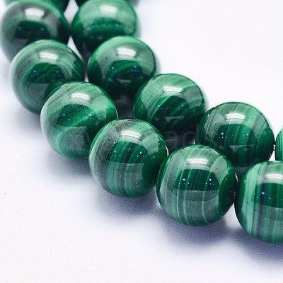 Natural Malachite Beads Strands G-O166-06-10mm-1