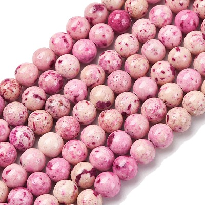 Natural Dyed Marble Beads Strands G-P593-6mm-05-1