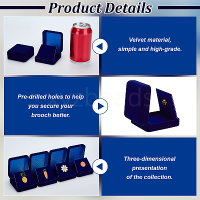 Flocking ABS Plastic Badge and Medal Keepsake Boxes CON-WH0200-02G-1