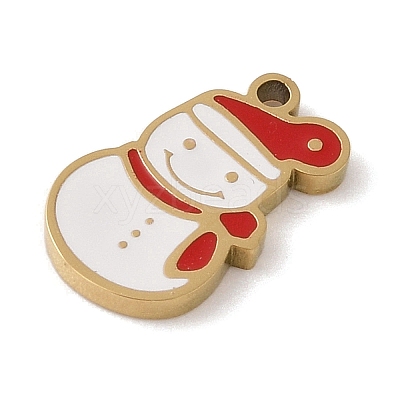 Christmas Theme Ion Plating(IP) 304 Stainless Steel Enamel Pendants STAS-Z083-07G-09-1