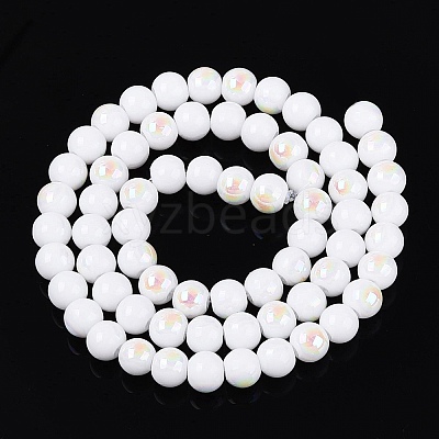 Electroplate Opaque Glass Beads Strands EGLA-Q132-6MM-01C-01-1