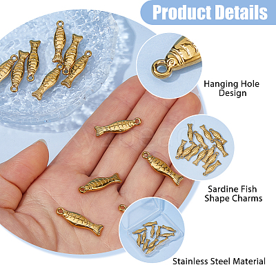 12Pcs 304 Stainless Steel Pendants STAS-HS0001-87-1