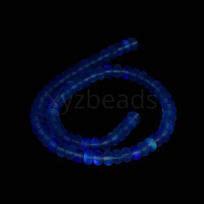 Frosted Transparent Glass Beads Strands X-FGLA-M002-01E-1