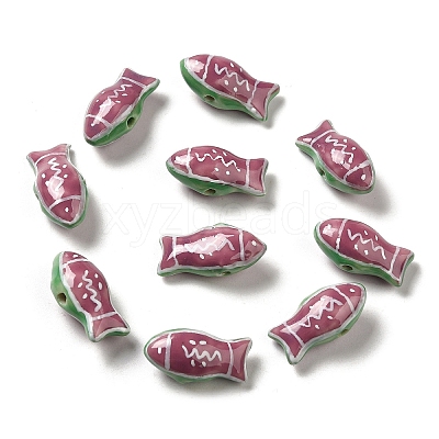 Handmade Printed Porcelain Beads PORC-E015-17H-1