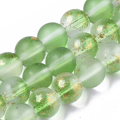 Frosted Spray Painted Glass Beads Strands X-GLAA-N035-03C-C02-1