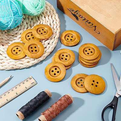 40Pcs Wood Buttons BUTT-OC0001-53A-1