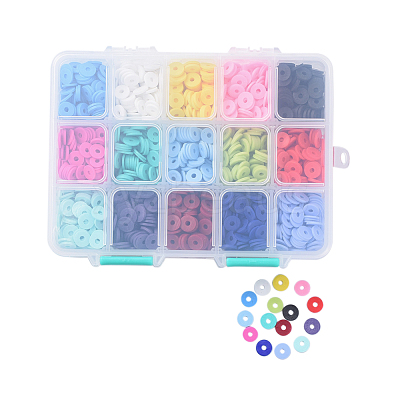 15 Colors Handmade Polymer Clay Beads CLAY-JP0001-02-8mm-1