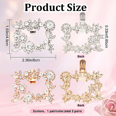 4Pcs 2 Colors Alloy Crystal Rhinestone Wedding Shoe Decorations FIND-CP0001-41B-1