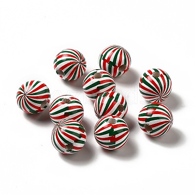 Christmas Theme Printed Natural Wooden Beads WOOD-L020-A04-1