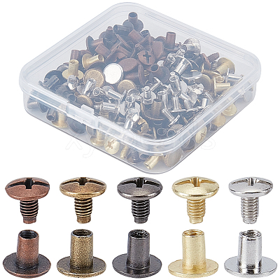 100Pairs 5 Colors Alloy Rivet Screw FIND-GF0009-53-1