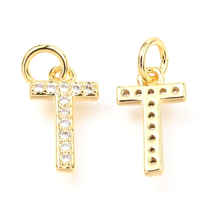 Brass Micro Pave Cubic Zirconia Charms ZIRC-O037-10G-1