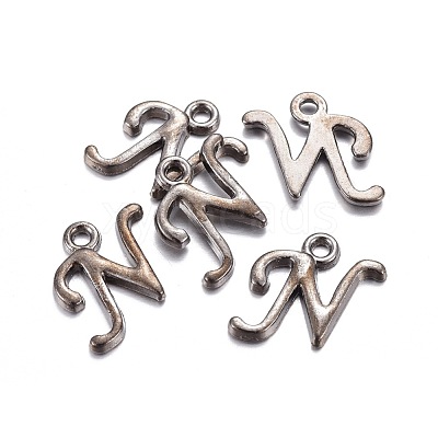 Gunmetal Plated Alloy Letter Pendants X-PALLOY-J718-01B-N-1