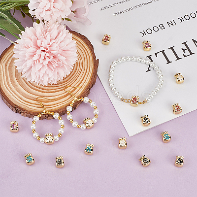 16Pcs Rack Plating Real 18K Gold Plated Brass Enamel Beads FIND-SC0001-76-1