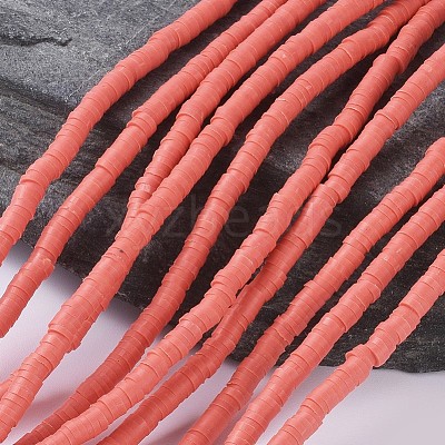 Flat Round Handmade Polymer Clay Bead Spacers CLAY-R067-4.0mm-14-1