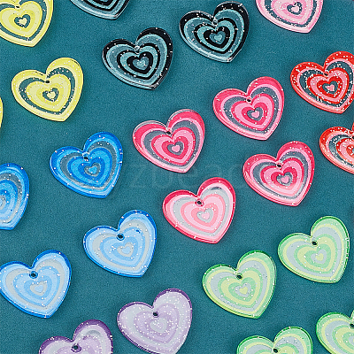 32Pcs 8 Colors Transparent Acrylic Pendant MACR-HY0001-03-1