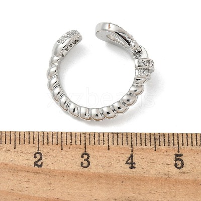 Brass Micro Pave Clear Cubic Zirconia Cuff Rings RJEW-U037-01P-1