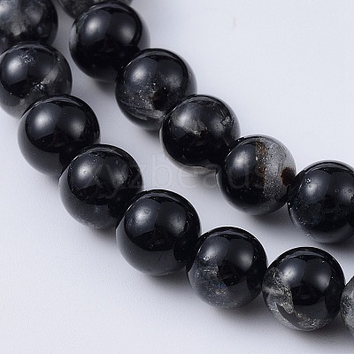 Natural Black Tourmaline Beads Strands X-G-F666-05A-6mm-1