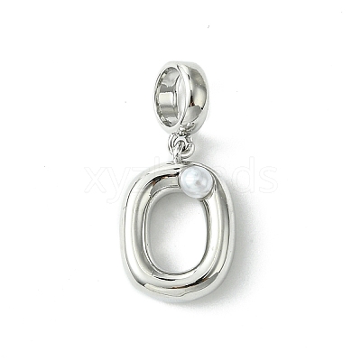 Rack Plating Brass with ABS Plastic Pearl European Dangle Charms KK-G501-02O-P-1