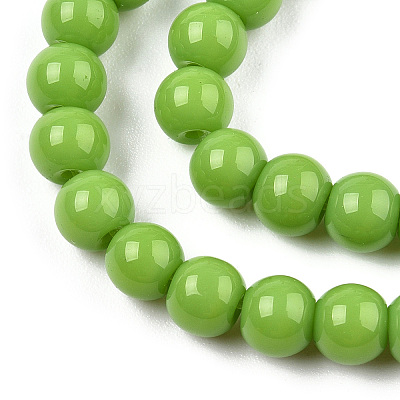 Opaque Solid Color Glass Beads Strands GLAA-T032-P10mm-06-1