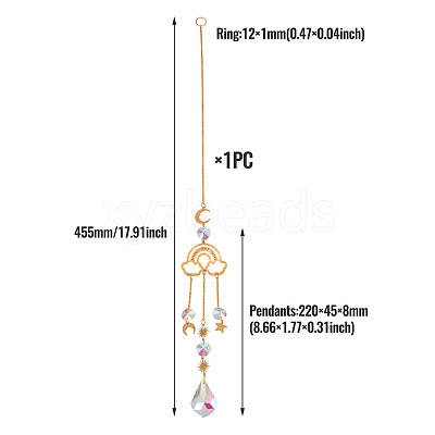 1Pc Faceted Glass Sun Catcher Pendant Decorations AJEW-TA0002-91-1