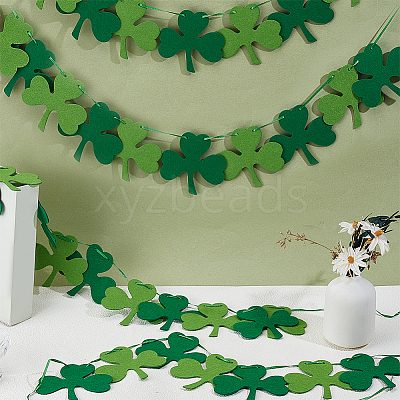 4 Bag Felt Clover Hanging Banner for Saint Patrick's Day Decoration AJEW-CY0002-43-1