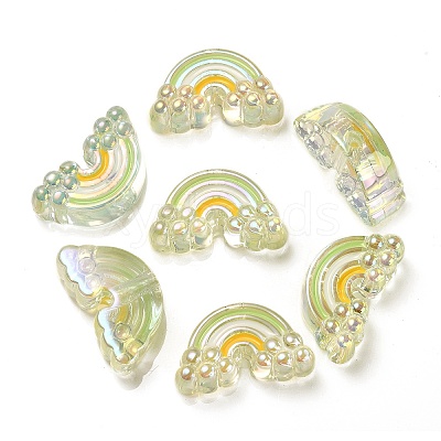 UV Plating Rainbow Iridescent Acrylic Enamel Beads OACR-G012-08C-1